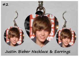 Justin Bieber Photo Necklace and Earrings Set. Many to choose from